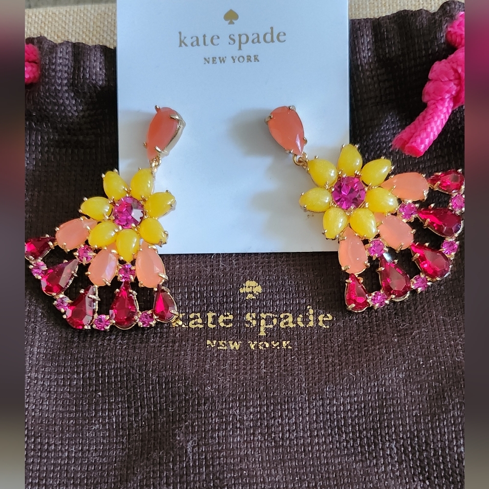 Kate Spade BRILLIANT BOUQUET Statement Earrings $128 NWT & SACHET - Picture 2 of 3